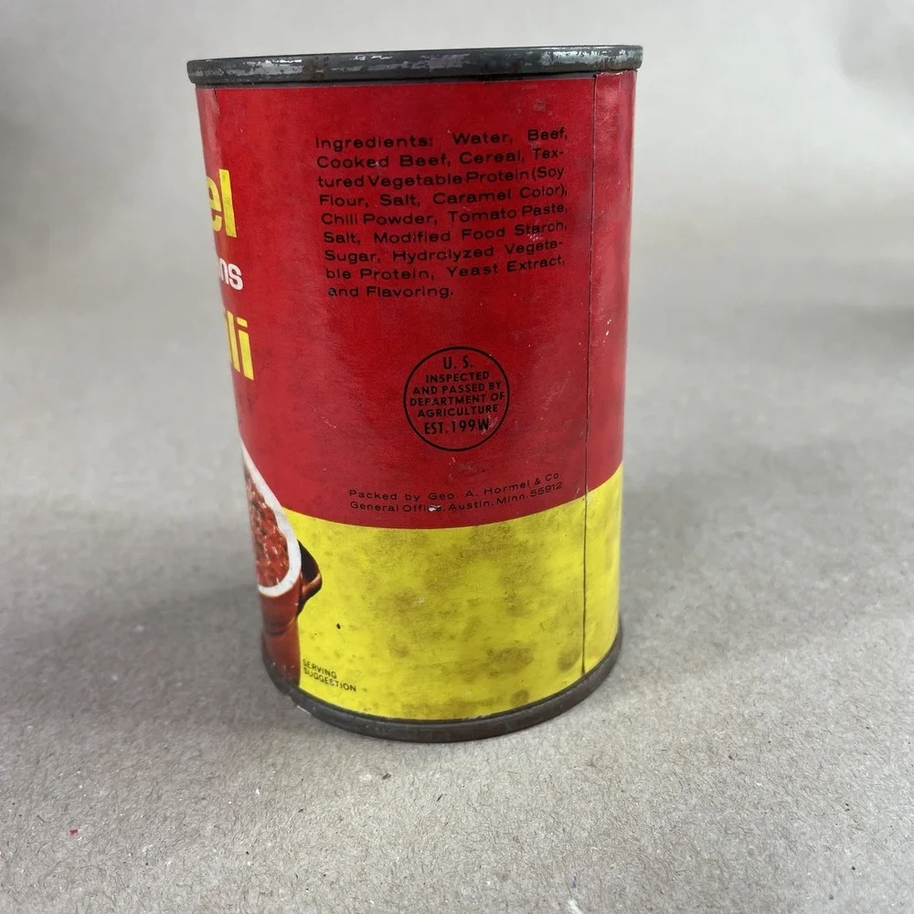 Vtg Paper Label Hormel Chili Without Beans 10 1/2 oz‎ Tin Can Advertising Minn
